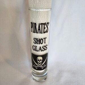 Halloween Pirate Shot Glass 7.5" Tall Skull X Sabers Calico Jack Flag